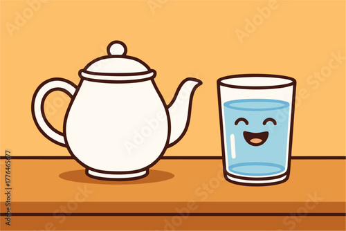 teapot vector with glass