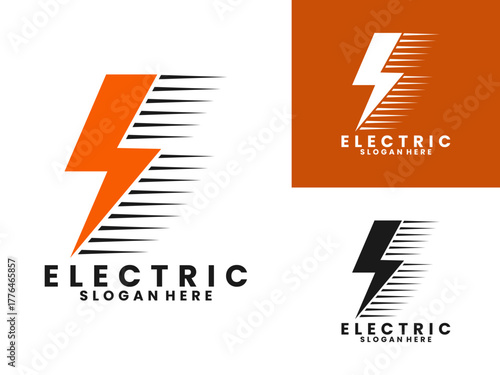 Fast power logo design. Lightning electric speed logo design vector template