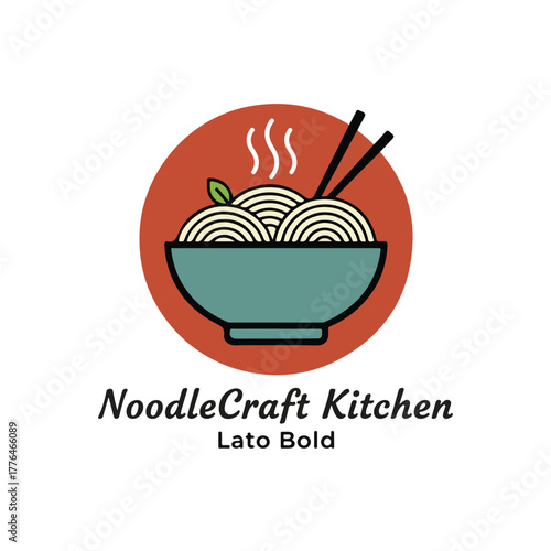 Noodle bowl chopsticks Asian kitchen ramen food restaurant logo