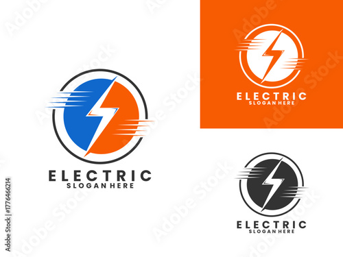 electricity with circle illustration logo design vector template
