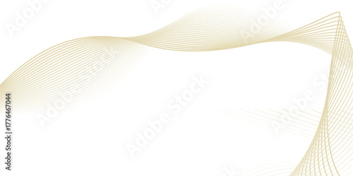 abstract wavy gold lines on transparent background