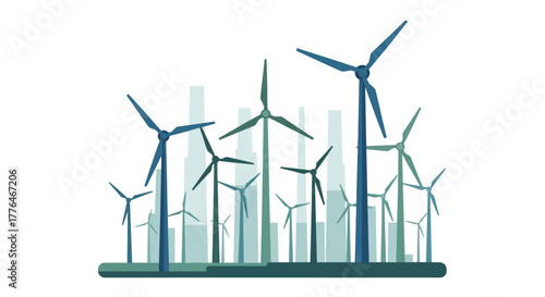 Wind turbines generating clean energy for a sustainable future in the city.