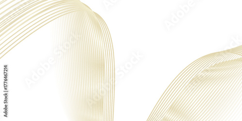 abstract wavy gold lines on transparent background