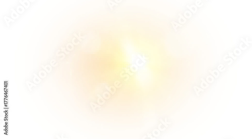 Sunlight flare with golden rays, bright glow, and sparkling reflections. Warm summer atmosphere, nature illumination, and soft daylight vector background illustration.PNG