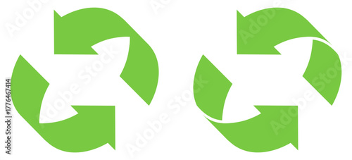 Recycle green arrows symbols. Repeat circular chart infographic set. Vector illustration isolated on white.