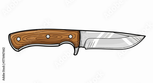 Folding knife with wooden handle with transparent background