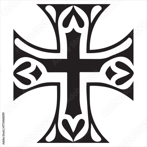 black line art  christian cross