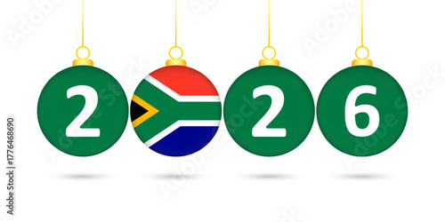 South Africa Flag Christmas Balls 2026 Decoration.