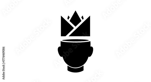 Symbol of leadership and ideas, represented by a crown atop an open silhouette head.