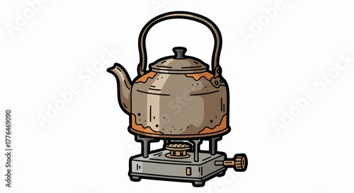 Camping stove with kettle for outdoor cooking