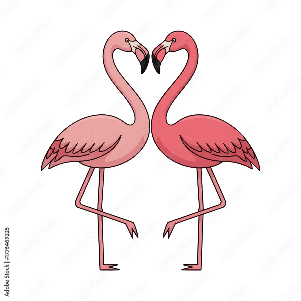 Naklejka premium Flamingo couple forming heart shape isolated on transparent background