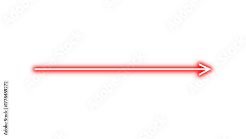 Red neon glowing straight line arrow sign indicates right side direction. Shining line arrow with red neon glow effect. Futuristic arrow mark with neon light. Vector illustration.