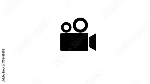 Minimal  video camera icon on a dark background. Ideal for video production companies, filmmaking, movie editing, media studios, broadcasting, content creation, social media, streaming services, and U