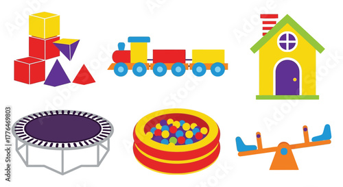 Childrens playground equipment vector illustration set design editable vector