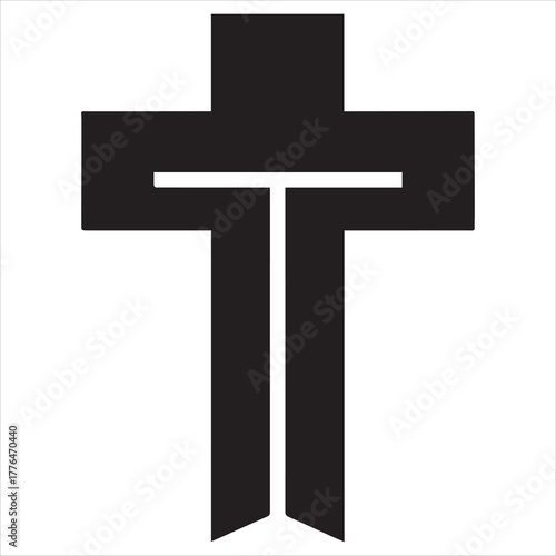 black line art  christian cross