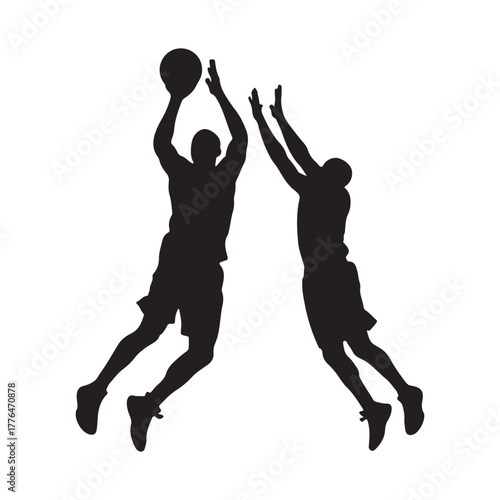 Basketball Silhouette Dynamic Play of Two Athletes in Action During a Game