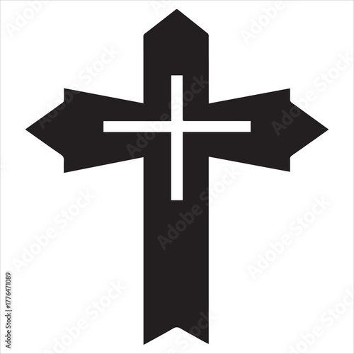 black line art  christian cross