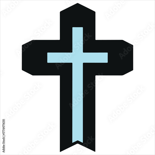 black line art  christian cross