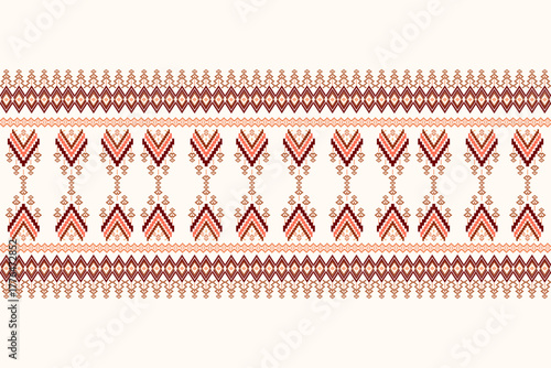 Ethnic Aztec abstract geometric oriental traditional embroidery seamless pattern. Native geometry decorative design for fabric, clothing, border decor, interior, wallpaper, background, texture, print