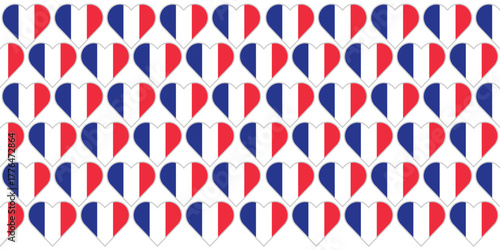 Heart Shaped French Flag Pattern – Love France Symbol, National Pride, Romantic Tricolor Design Background