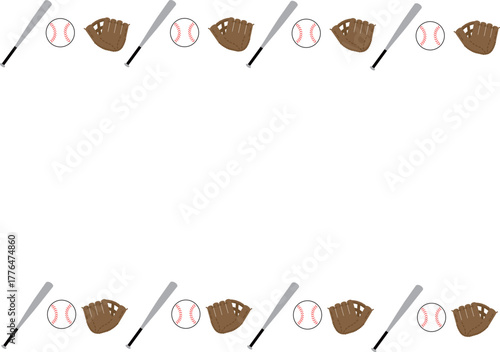 【野球】ボールとバットとグローブのフレーム