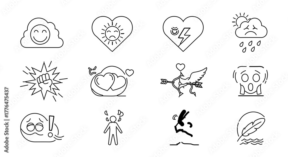 Naklejka premium Set of emotional expression icons for creative design projects