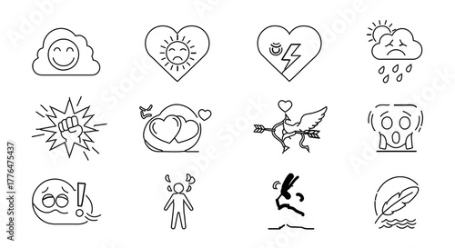 Set of emotional expression icons for creative design projects
