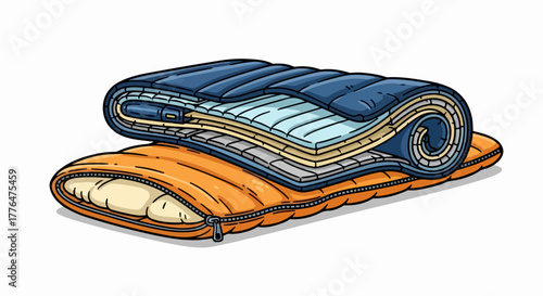 Rolled sleeping bag for camping and outdoor adventures