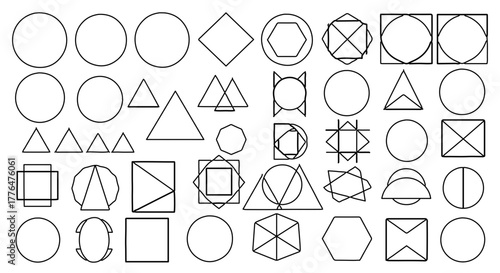 Geometric shapes set, collection of abstract figures for design and decoration