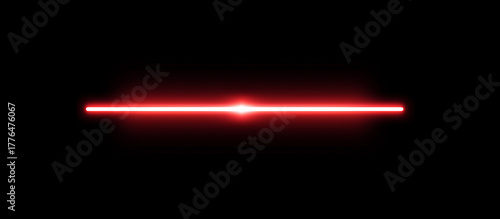 red glowing line logo of a horizontal lightsaber, vector, white background