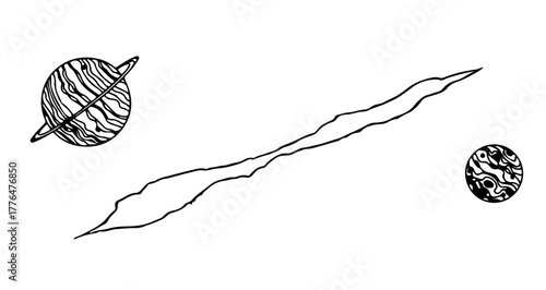 Cosmic space scene featuring planets, stars, and a celestial phenomenon