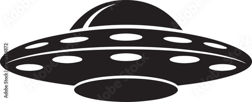 Black silhouette of a classic flying saucer ufo

