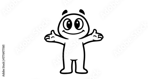 Cartoon character with open arms, a simple and friendly design for kids content