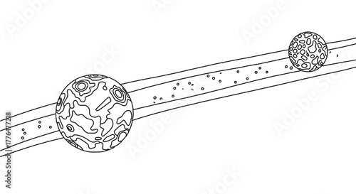 Cosmic galaxy illustration with planets and stars