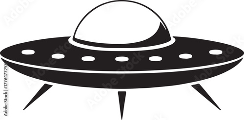 Black silhouette of a classic flying saucer ufo

