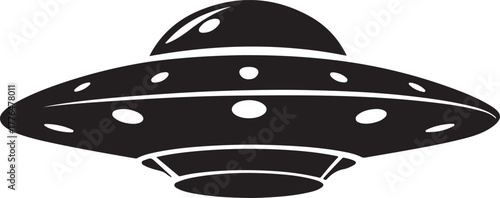 Black silhouette of a classic flying saucer ufo

