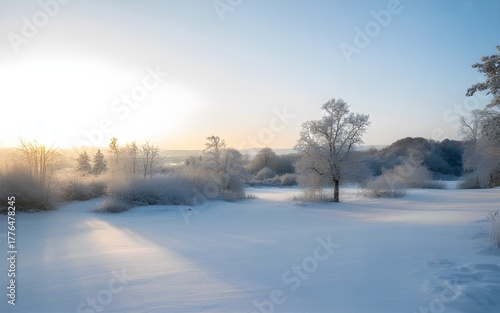 winter park sunrise with snow and trees