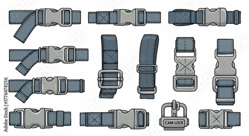 Dog collars and leashes collection with transparent background