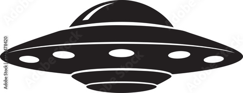 Black silhouette of a classic flying saucer ufo

