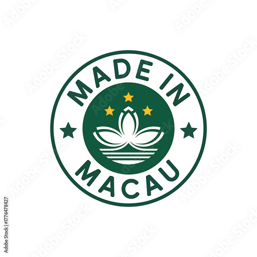 Made in Macau vector logo showcasing the origin of products with Macau emblem and lettering elegant design