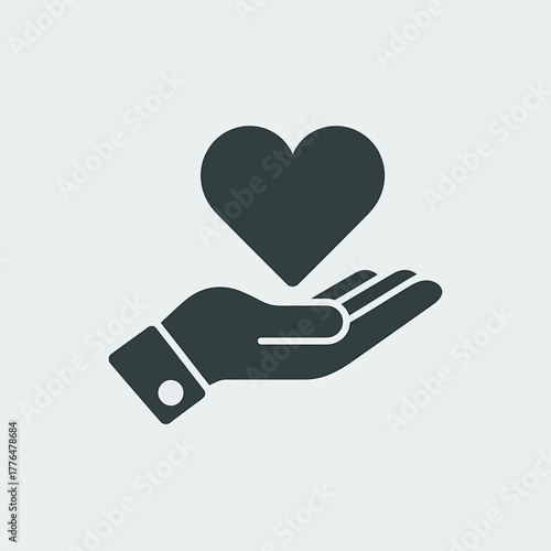 Heart in hand icon symbol of love care and support graphic design element for websites and applications