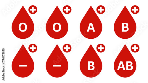 Blood Types Vector Illustration Showing A B O Positive and Negative Blood Groups for Medical Healthcare Purposes