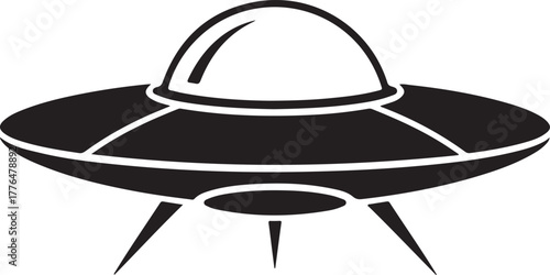 Black silhouette of a classic flying saucer ufo

