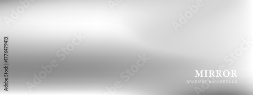 Shiny foil and silver mirror gradient vector background. Abstract metal surface with glossy steel or chrome texture.