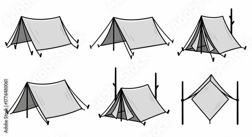 Tent setup stages diagram for outdoor camping