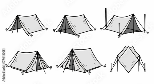 Various camping tents outdoor recreation concept