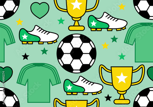 Football championship background. Seamless pattern of soccer football symbols. Seamless pattern of soccer balls