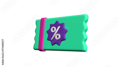 3D Discount Voucher Animation, 4K Animation, Alpha Channel