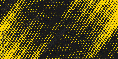 Abstract Geometric Yellow Frame Grunge Texture With Halftone Pattern Design In Black Background. vector Eps 10