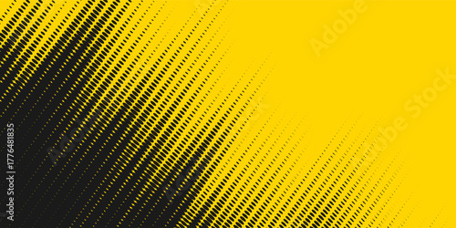 Abstract Geometric Yellow Frame Grunge Texture With Halftone Pattern Design In Black Background. vector illustration